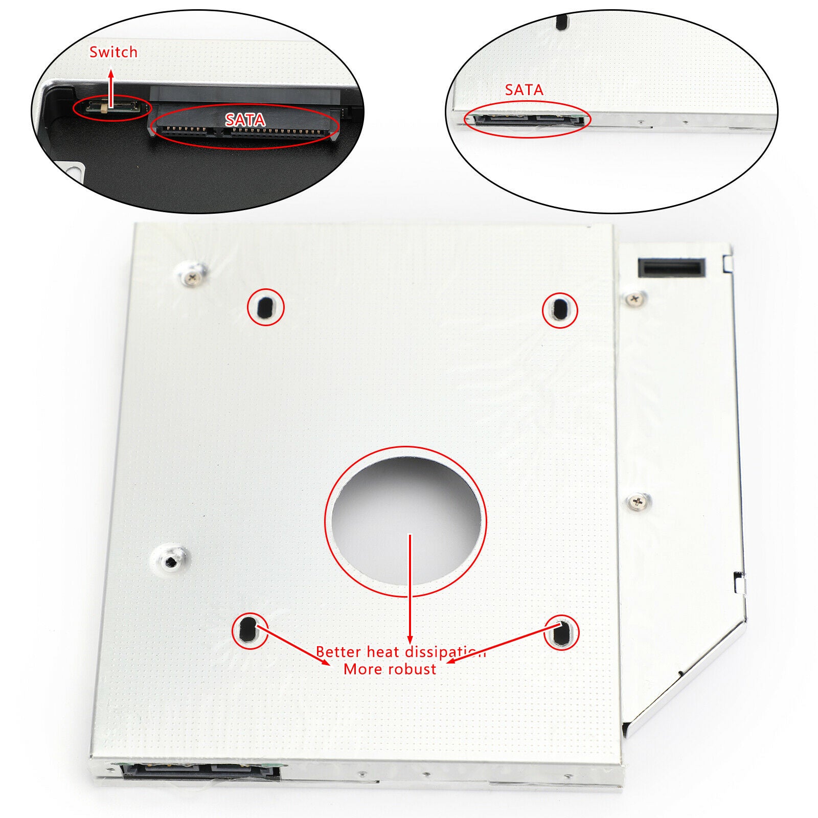 12.7mm Caddy SATA 3 Second New SSD Hard Drive CD/DVD-ROM Optical Bay adapter