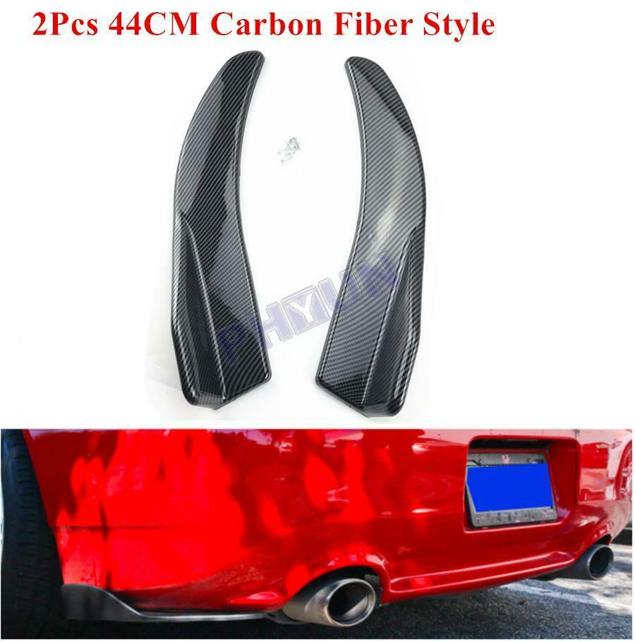 2x 17.3'' inch Car Rear Bumper Spoiler Protector Body Kit Carbon Fiber Style