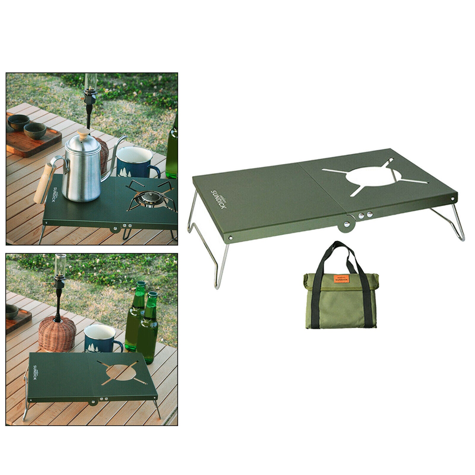 Outdoor Folding TableCamp Burner Stand Holder BBQ Grill Desk Hiking RV Green