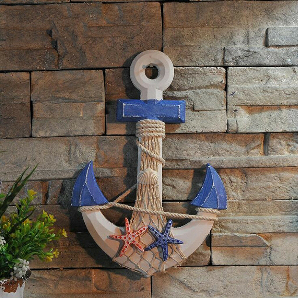 Wooden Anchor Wall Plaque Nautical Beach Tropical Decorative Wall Ornament#2