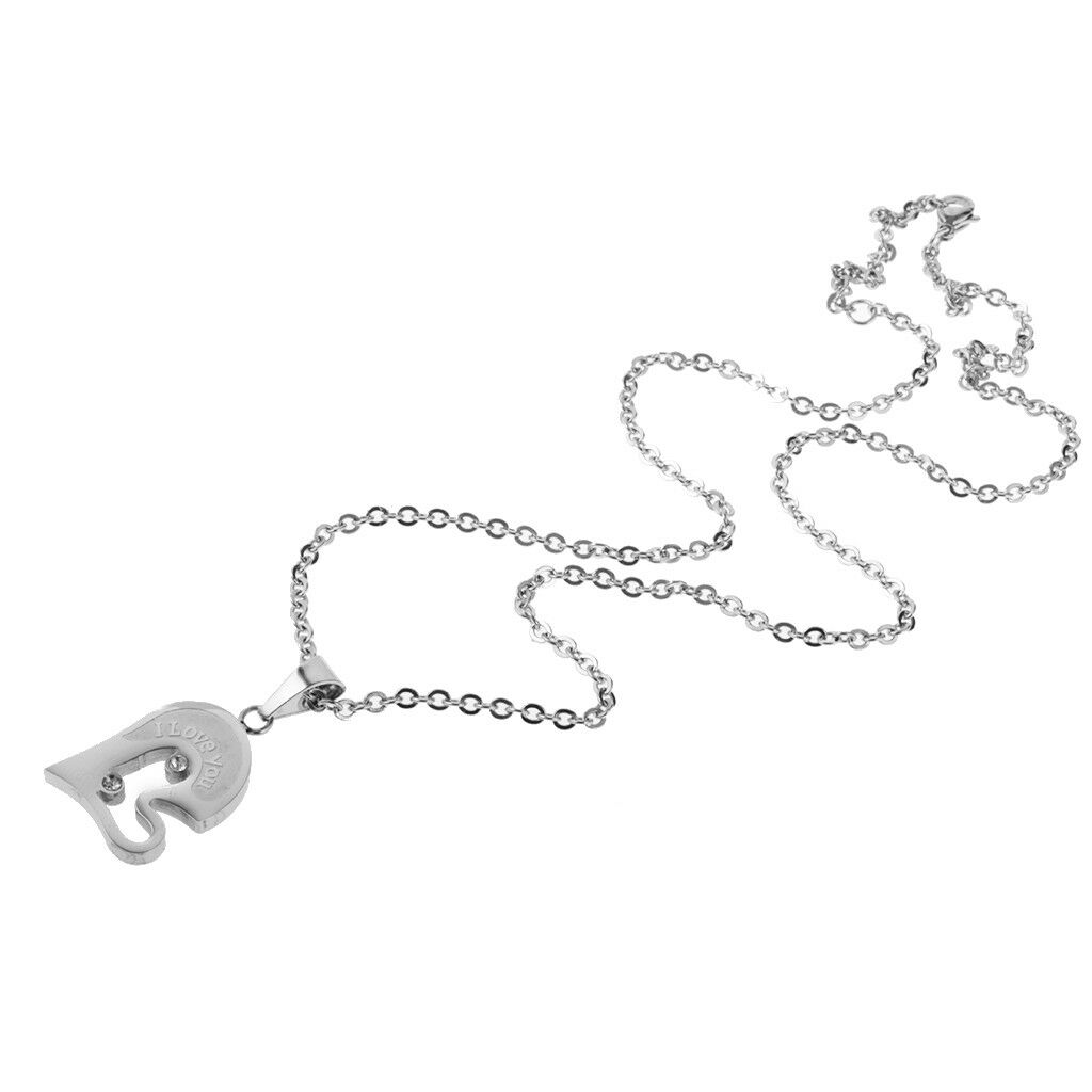 Steel Couple Lovers Necklace I Love you Heart Shape Pendant Valentine's Gift