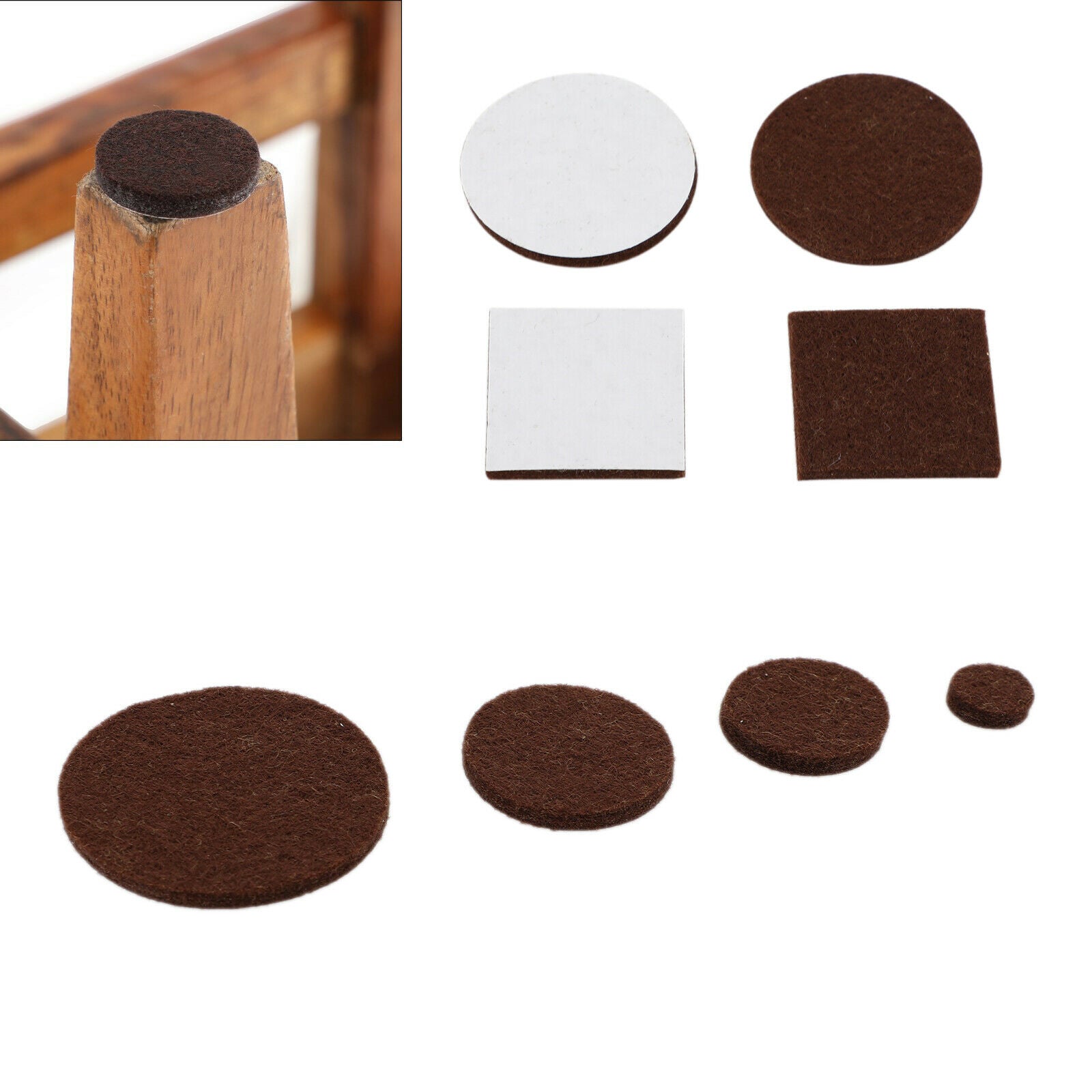 106Pcs Furniture Pads Chair Leg Floor Protectors Felt Pads Hardwood Floors Brown