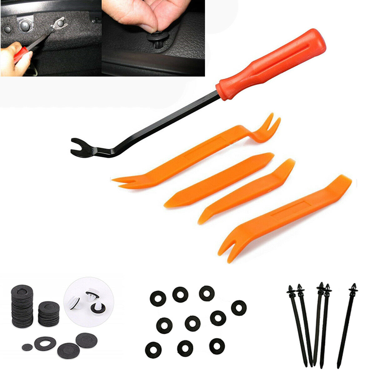 30PCS Car Upholstery Clip Plier Fastener Remover Repair Screwdriver Cable Ties