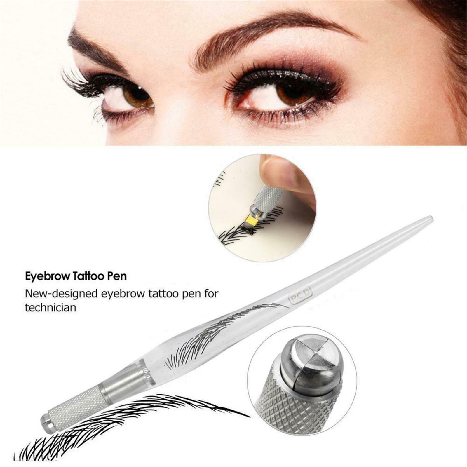 Eyebrow Permanent Tattoo Kit Pen Needle Pigment Ink Practise Skin Ring Cup