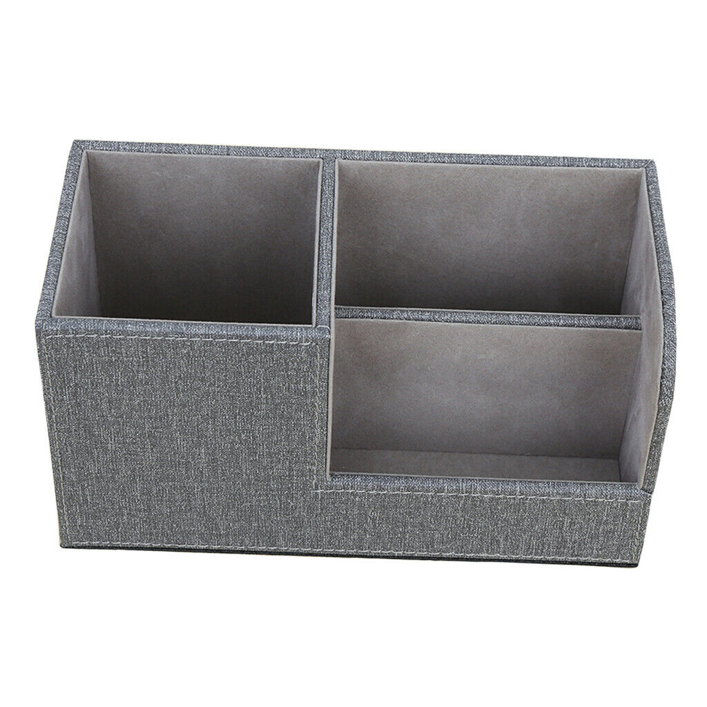 Leather Pen Holder Pen Container Tabletop Storage Box Gray