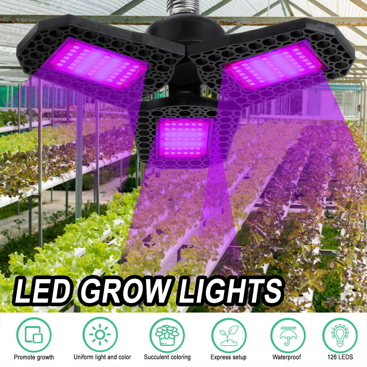 126 LED Plant Grow Lights Panel Culturing Full Spectrum E26 E27 Growth Indoor â˜ª