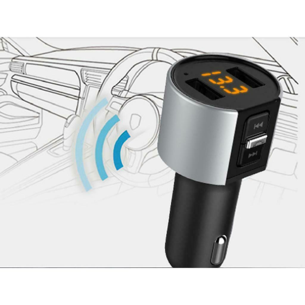 Dual USB 5V 2.4A & 1A Car Bluetooth FM Transmitter Radio Adapter MP3 Player