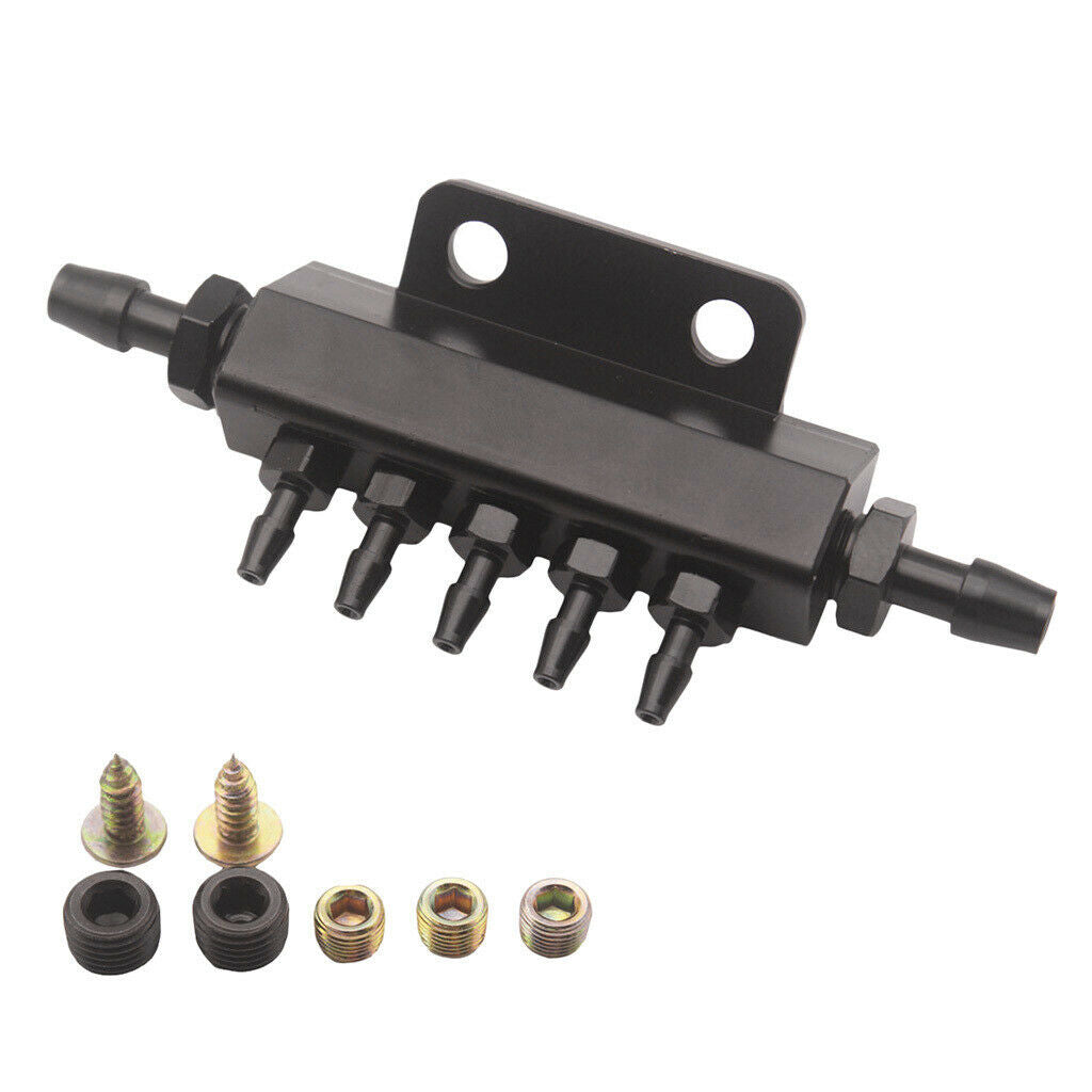 Aluminum Alloy 5 Ports 1/8 NPT Vacuum Manifold Kits - Anodized BLACK