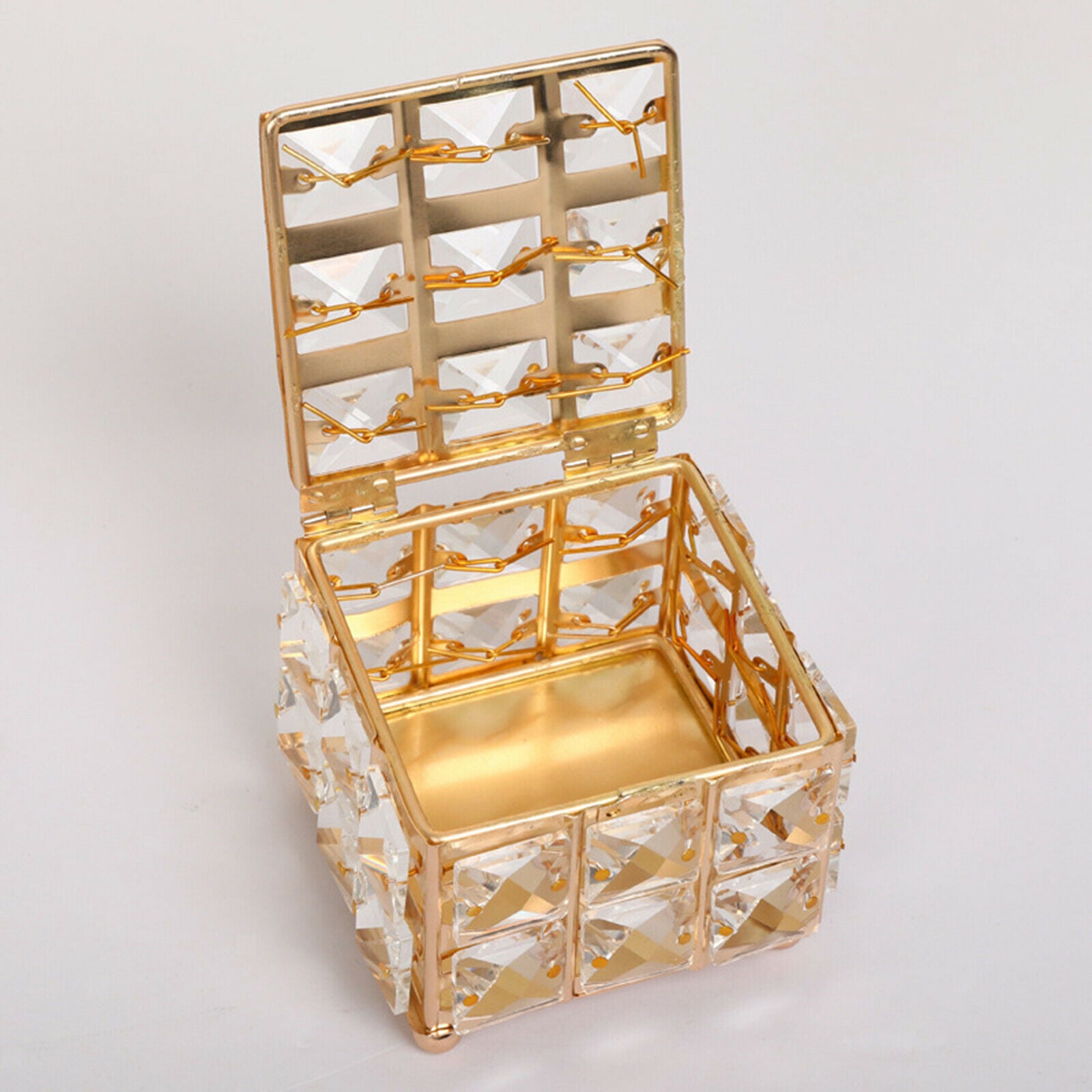 Crystal Jewelry Box Ring Bracelet Trinket Storage Case for Dresser Room
