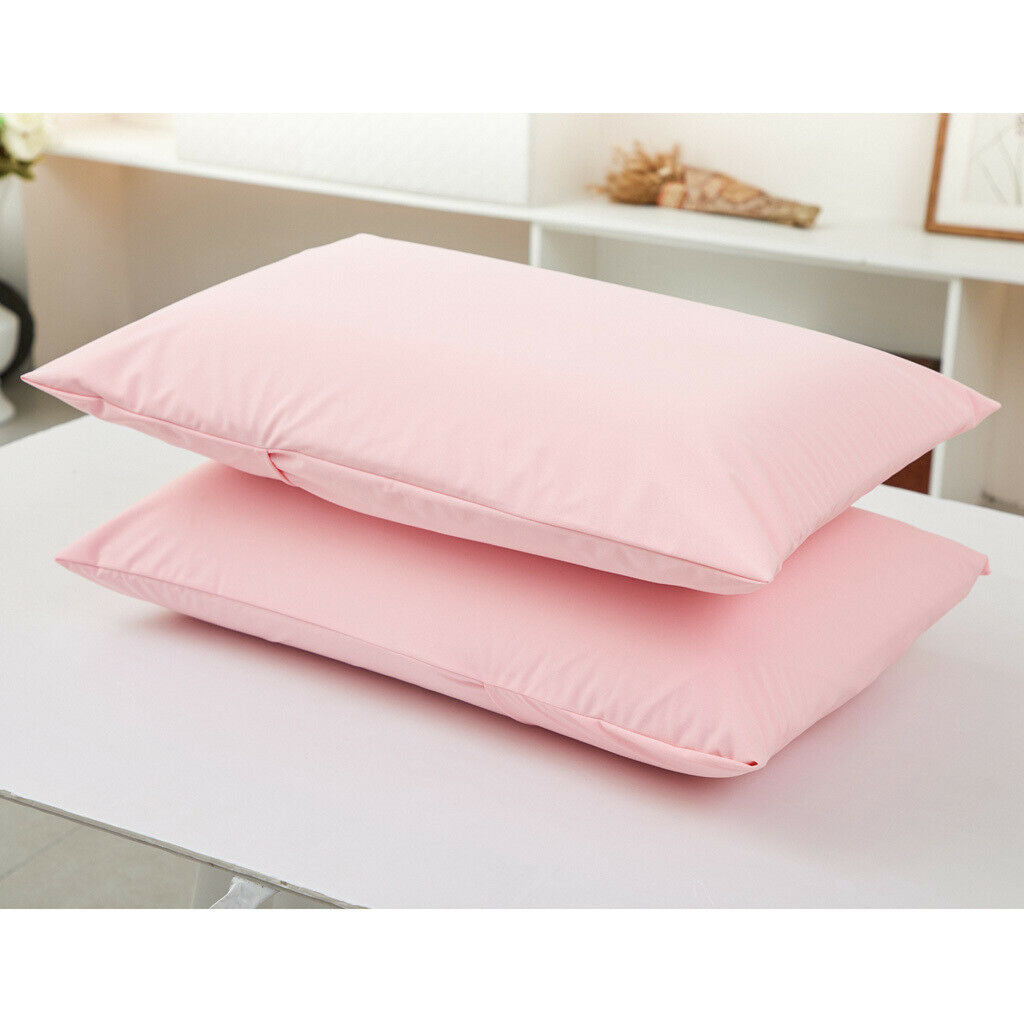 2x Pillow Protectors Zipped Cotton Pink Covers Anti Allergy Dust Mite Proof