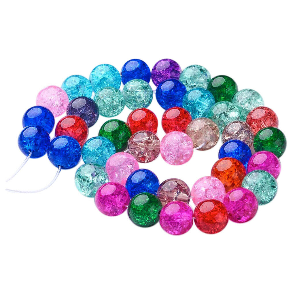 42x Multicolor Glass Crackle Beads Round glass beads for DIY