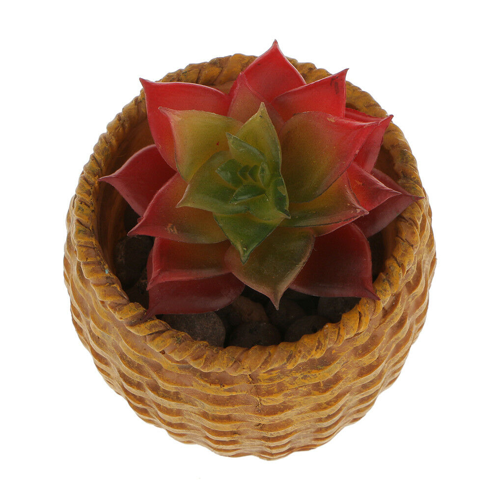 Artificial Succulent Lotus Flower Heads Foliage Grass Plant Decor Red