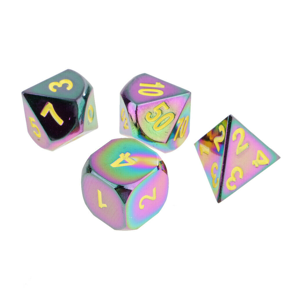 Set of 7 Rainbow Zinc Alloy Multi-sided Dice for Card Board Party Game #3
