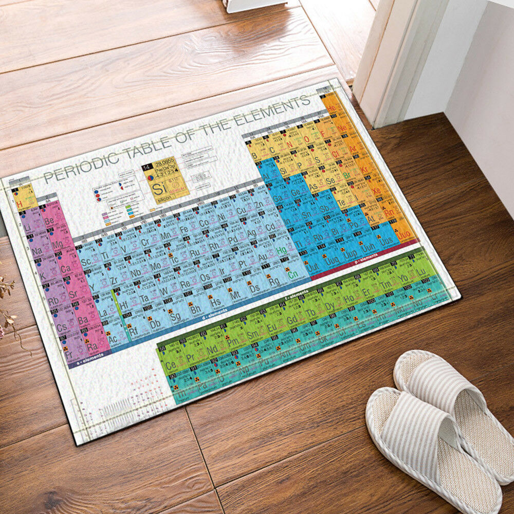 Periodic Table Printed For Bathroom Rug Non-Slip Floor Door Mat 16x24"