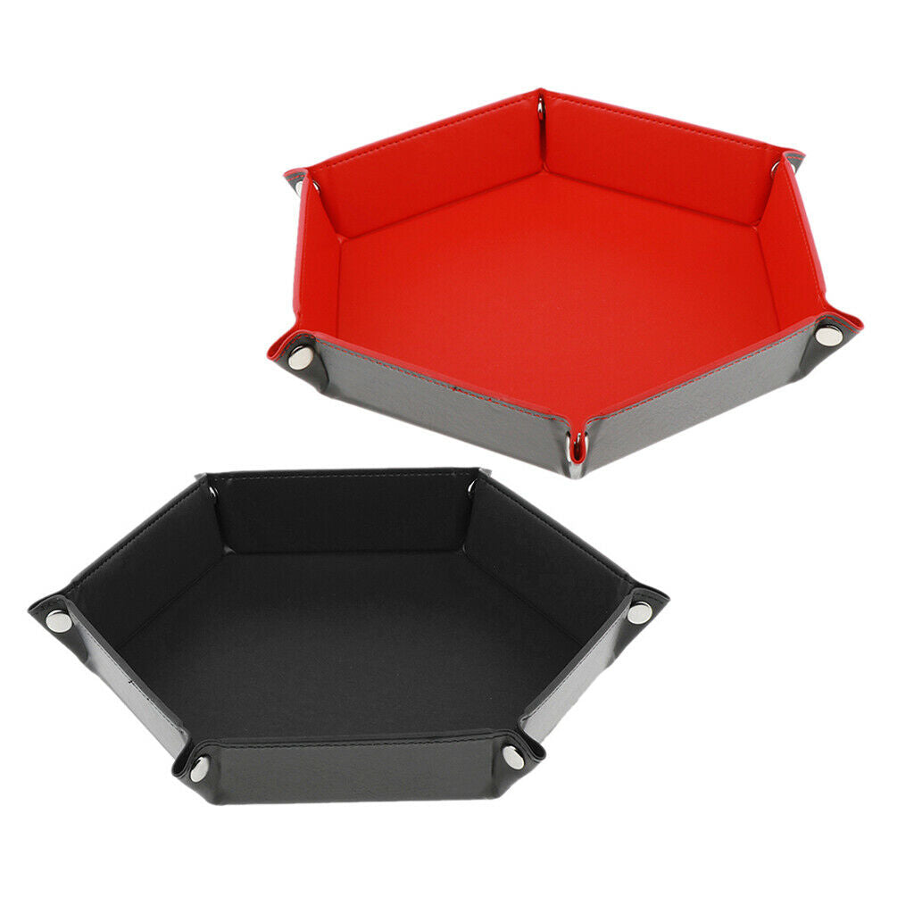 2 lot 9'' Lightweight Foldable Dice Storage Tray Box for RPG Black+Red