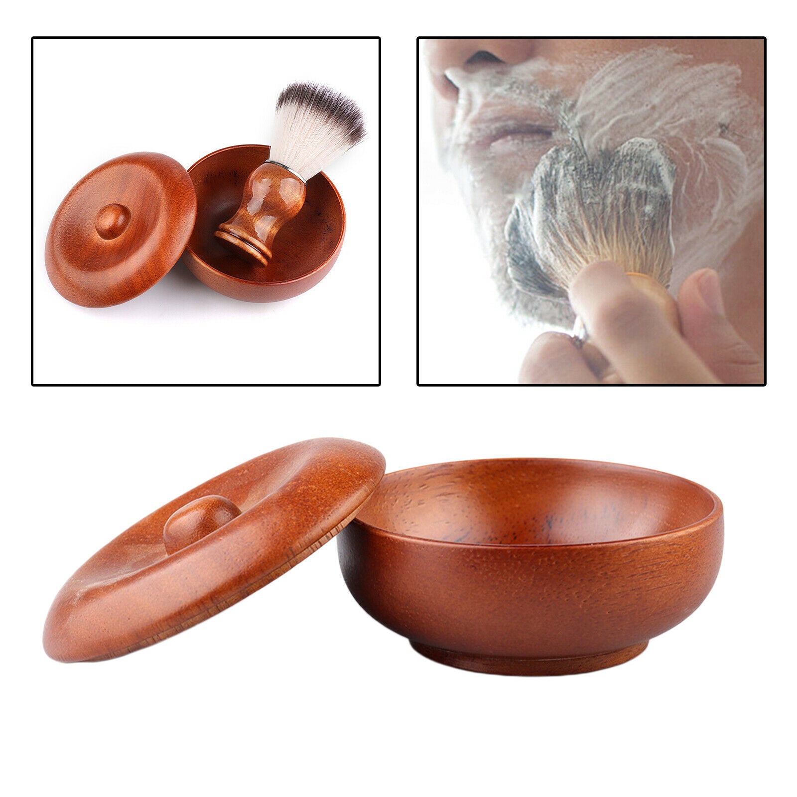 Wooden Shaving Soap Bowl Lathering Shave Soap Beard Care Face Cleaning