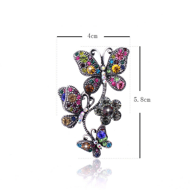 Fashion Colorful Crystal Butterfly Brooch Pins Collar Lapel Badge Retro J.l8