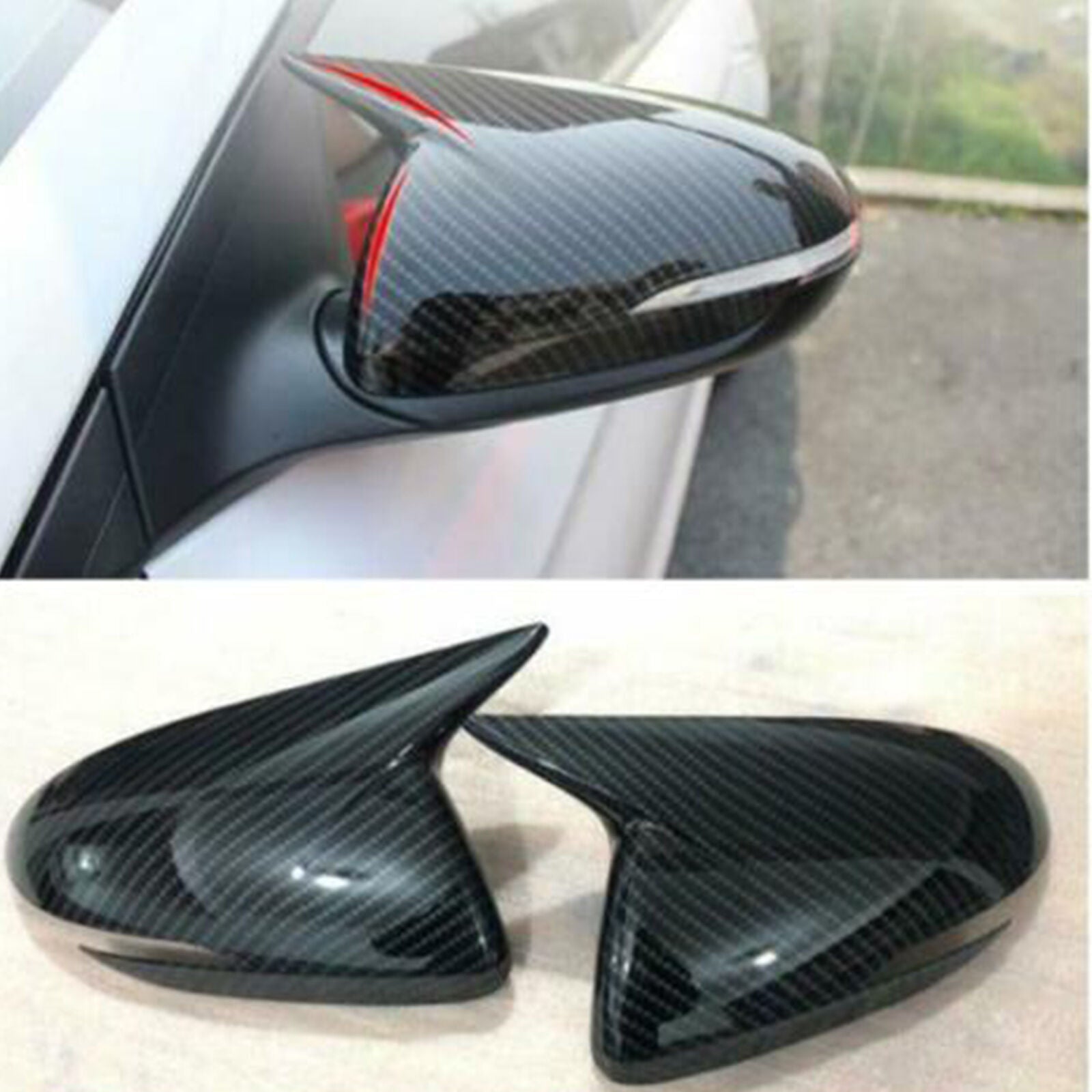 Fit For Hyundai Elantra 2017-2020 Carbon fiber style side mirror cover trim 2pcs