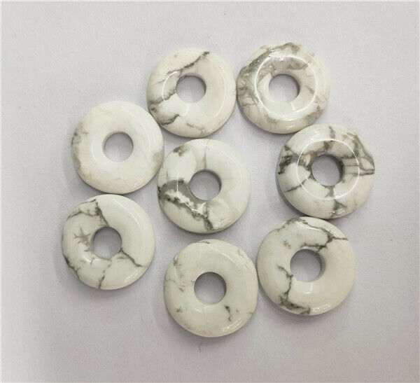 8Pcs 18mm Natural White Howlite Donuts Pendant Bead for DIY Jewelry Making HH226