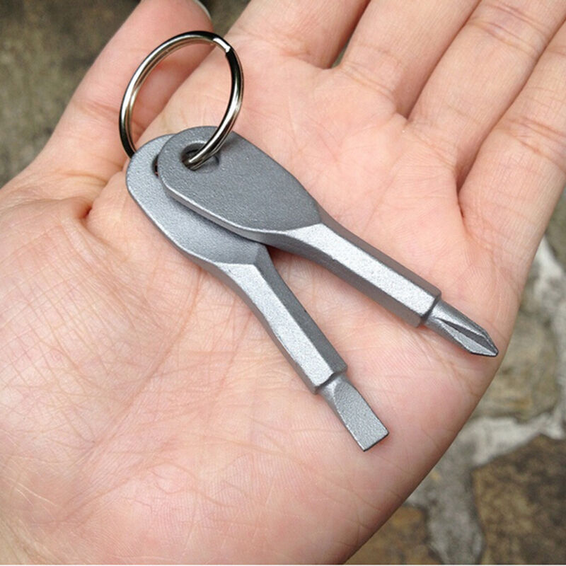 Awesome Multifunction 2 Keys Stain Keychain Pocket Screwdriver EDC Cam.l8