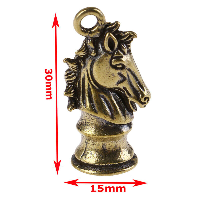 1pc Brass Handmade Chess Horse Pendant Zodiac Horse Head Key Rings Pendan.l8