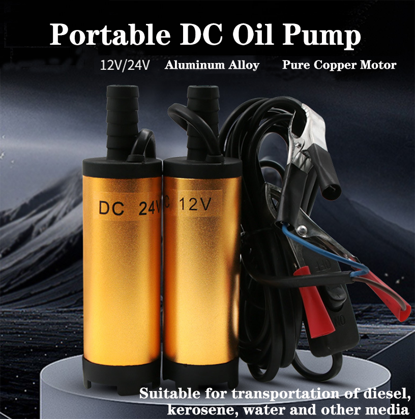 Portable DC Oil Pump Small Detachable Water Pump Filter Submersible 24V 1pcs