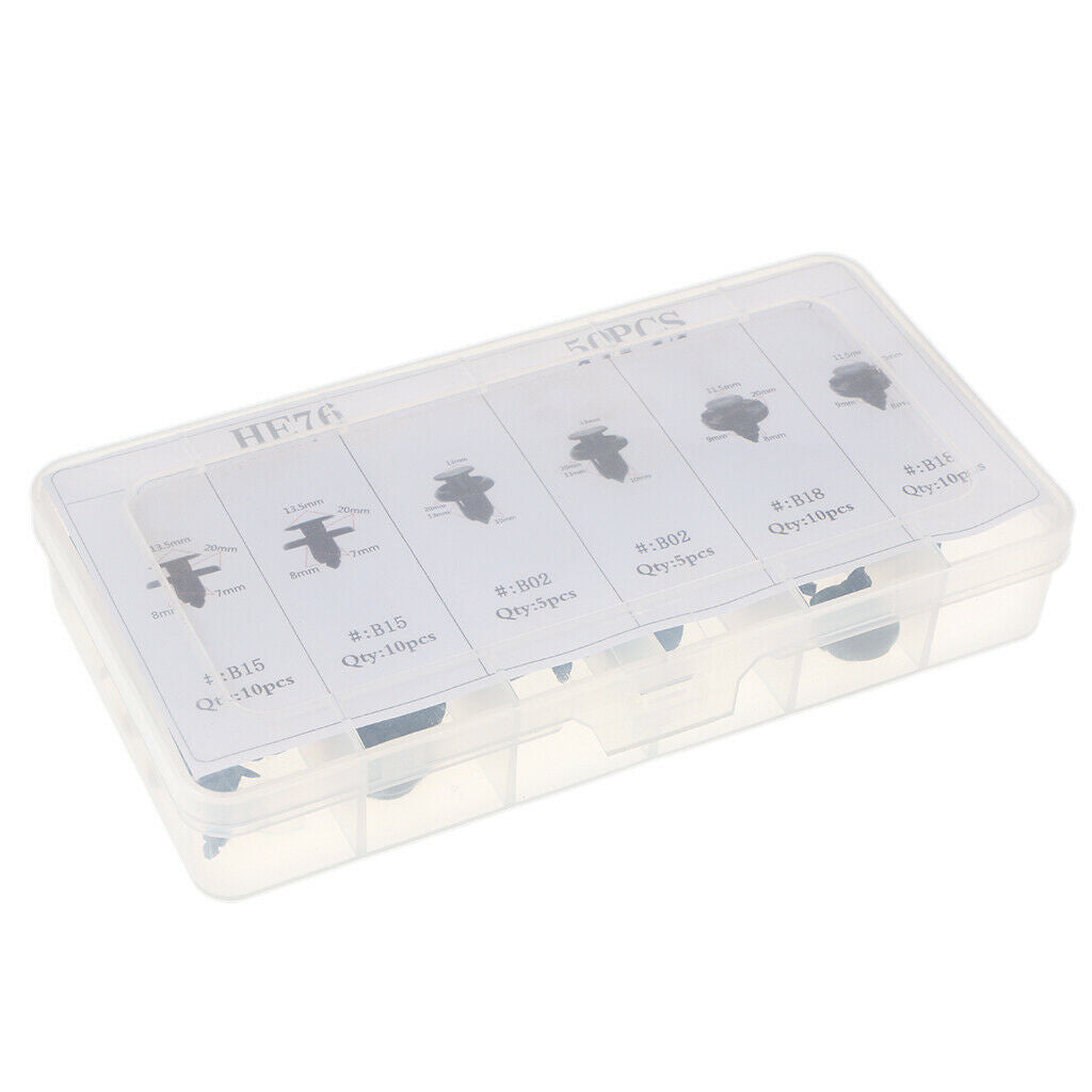 50 Pieces 6 Sizes Car Body Push Pin Rivet Trim Fastener Panel Clip Retainer
