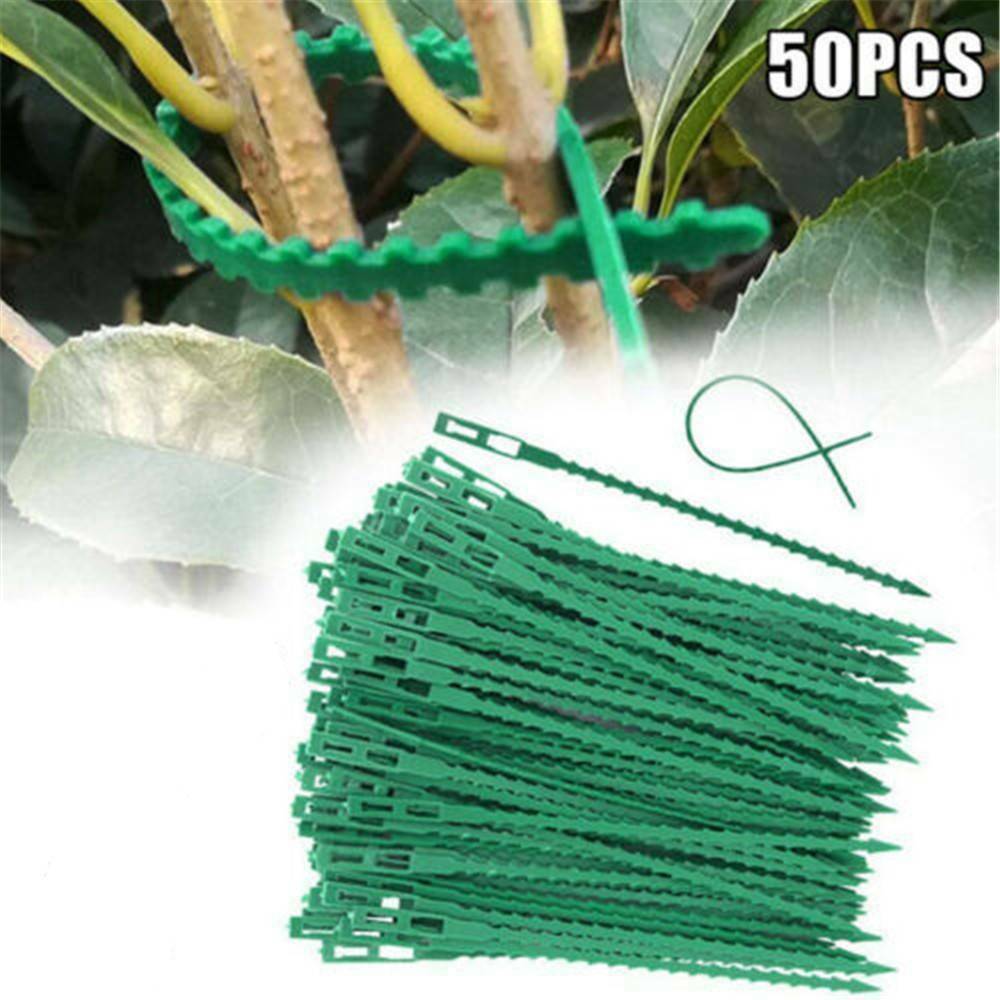 50Pc Reusable Garden Plastic Plant Cable Ties Grow Kits Tree Climbing Support ~~