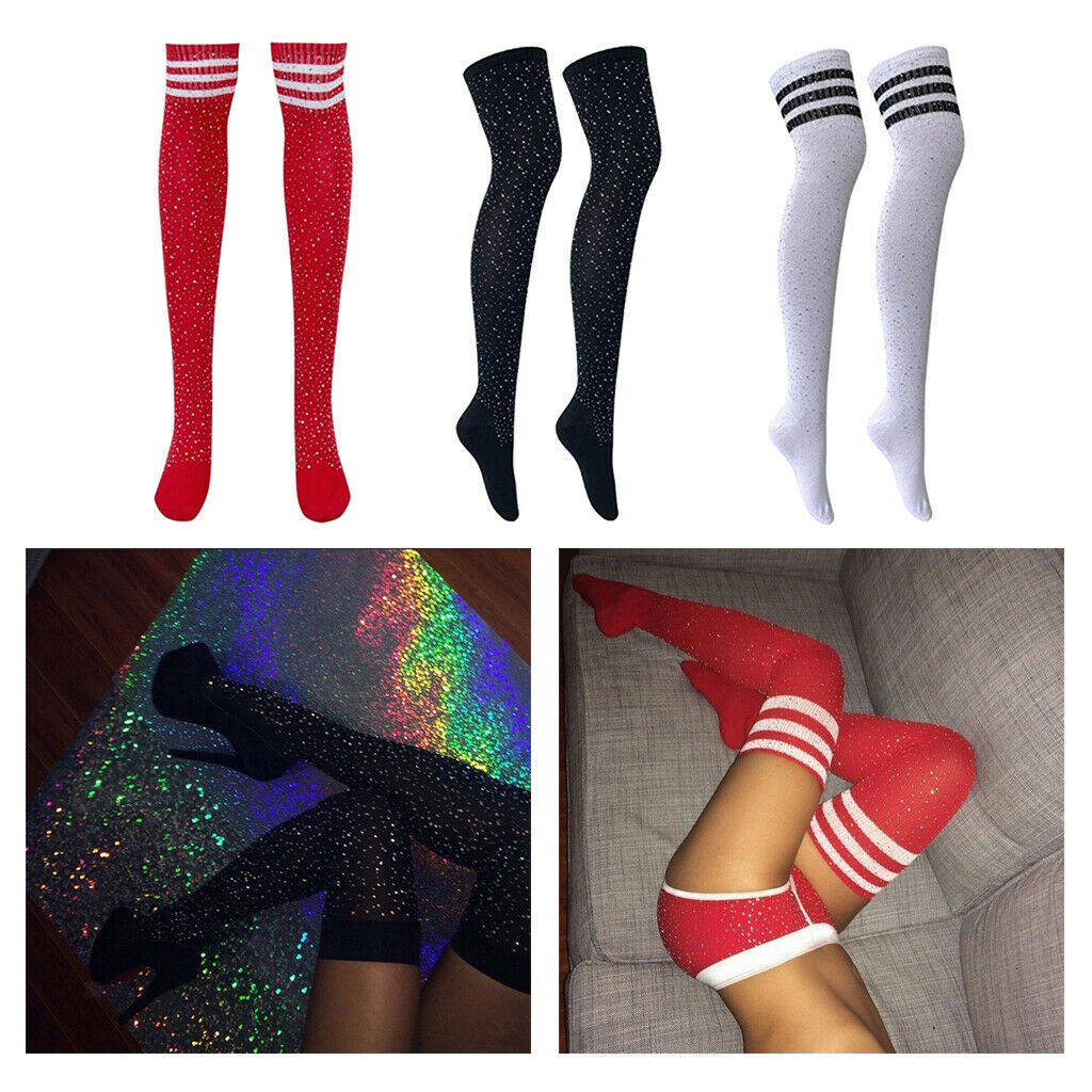 3 Pair Women's Stripes Tube Over Knee High Socks Stockings Socks Leg Warmer