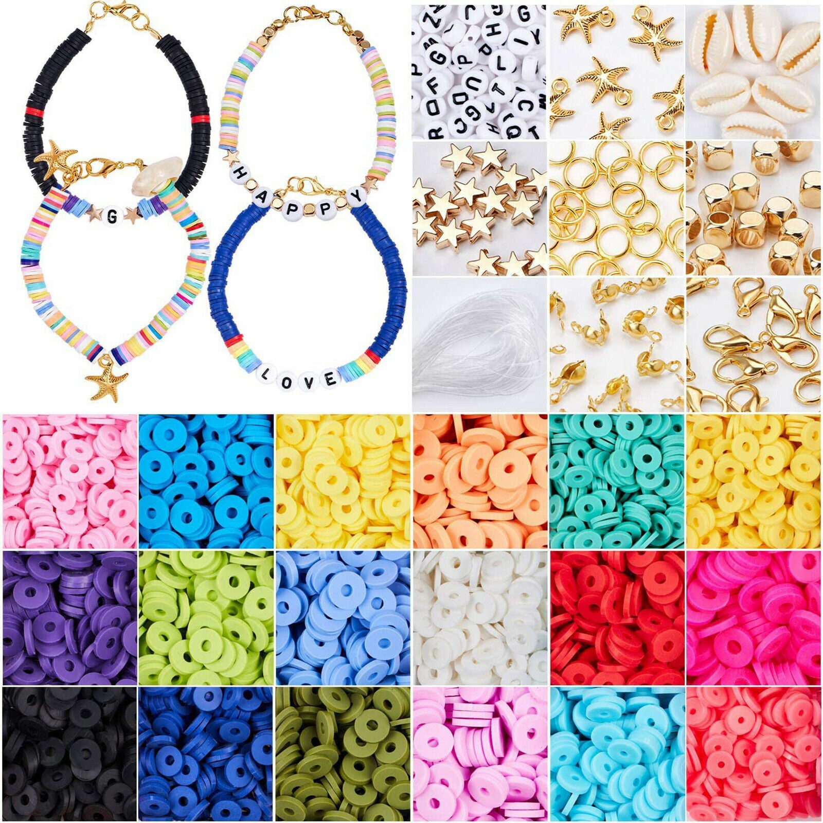 Clay Heishi Beads Disc Beads Handmade Loose Spacer Beads DIY Craft 18 Colors