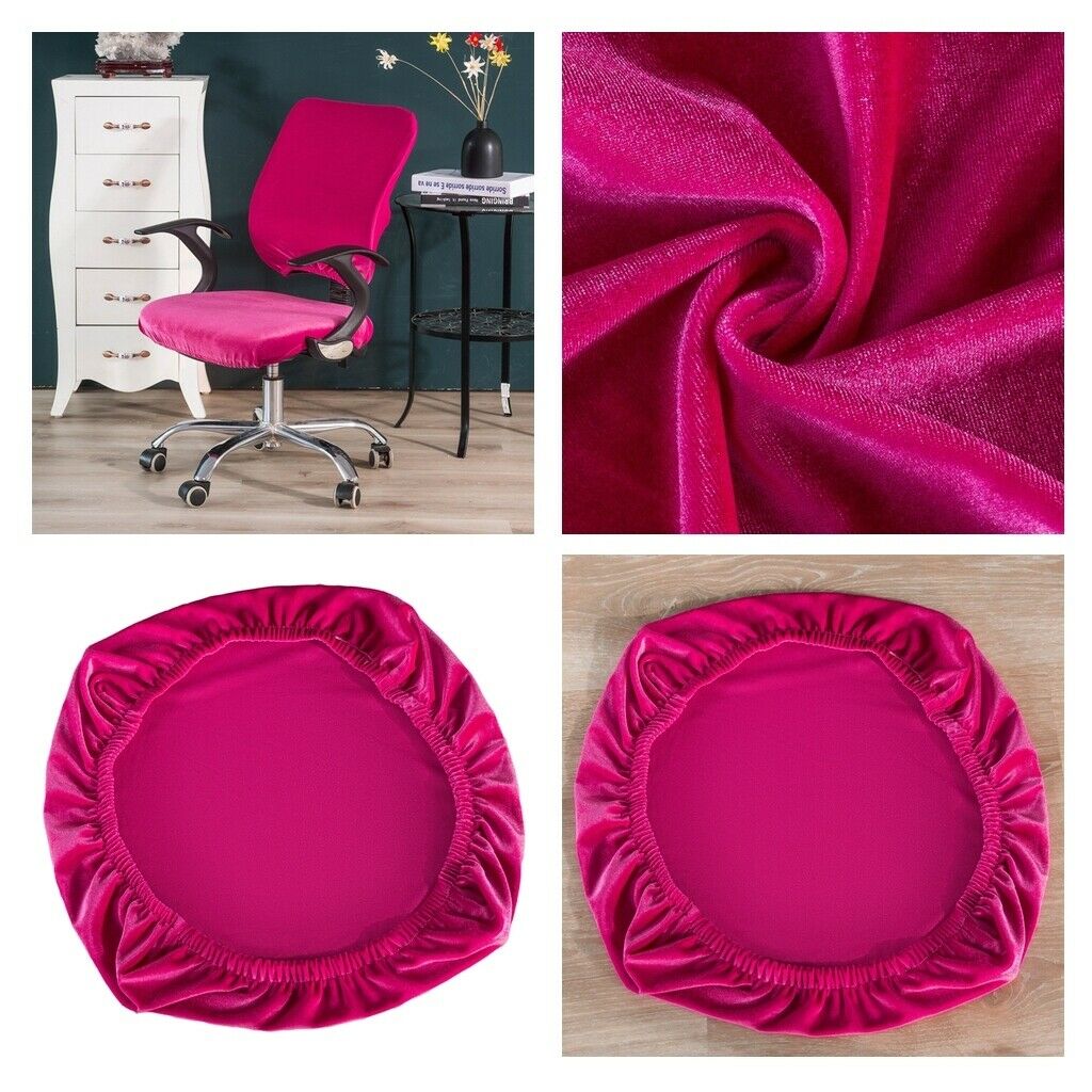 2Pieces Stretch Velvet Chair Covers Slipcovers Soft Cushion Decor Hot Pink