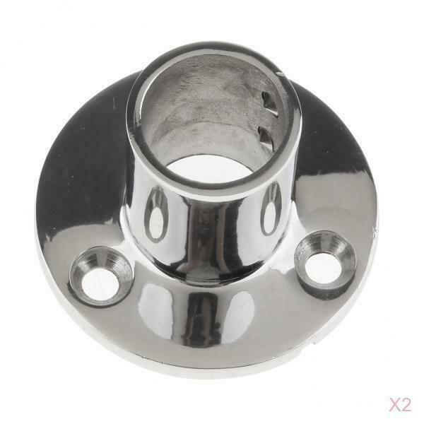 2X Marine Cast Stainless Steel 90 Degree Round Base Rail Fitting 1" OD Tube