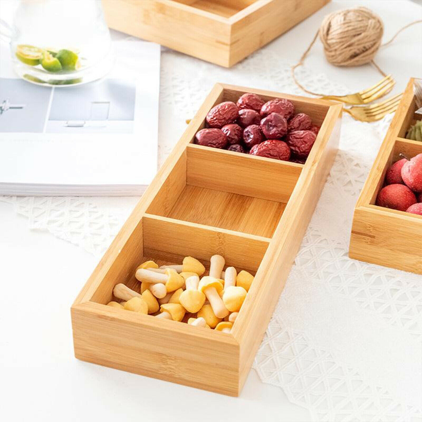 Wooden Food Serving Tray Snack Dry Fruits Nut Platter Candy Dish for Kitchen