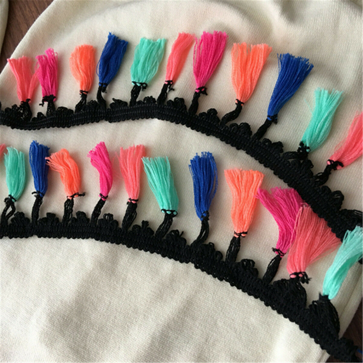 1 Yard Ethnic Fringe Lace Trim Ribbon Tassel Embroidery Garment DIY Sewing Craft