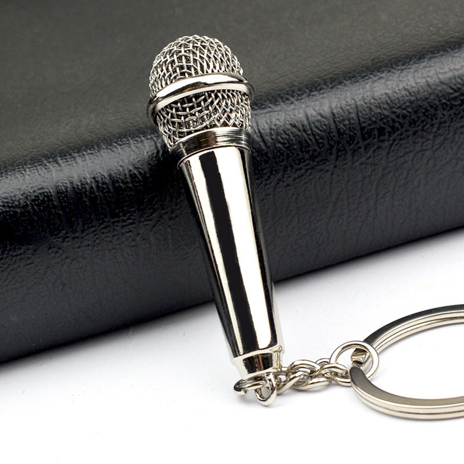 Stylish Music Microphone Keychain Holder Hanging Pendant for Purse Key