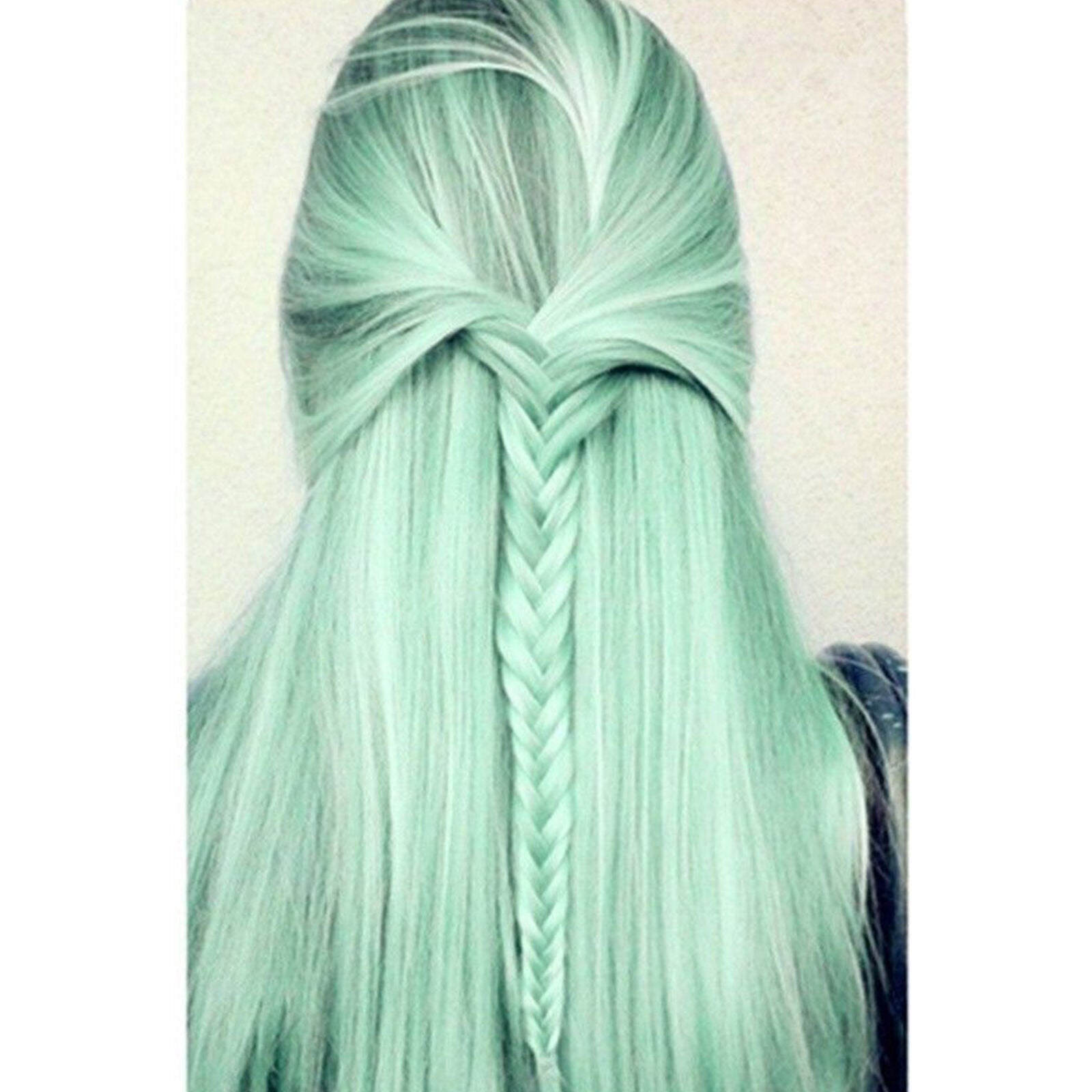 Synthetic Hair Wig Long Straight Lace Front Wigs Heat Safe Ombre Mint Green