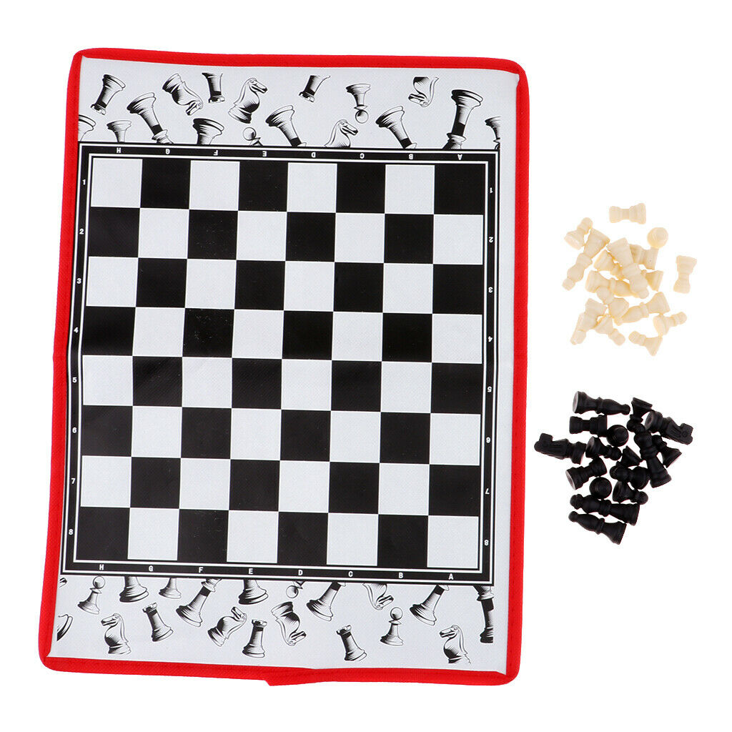 Portable Folding International Chess Game Board 35x26.5cm + Chess Pieces