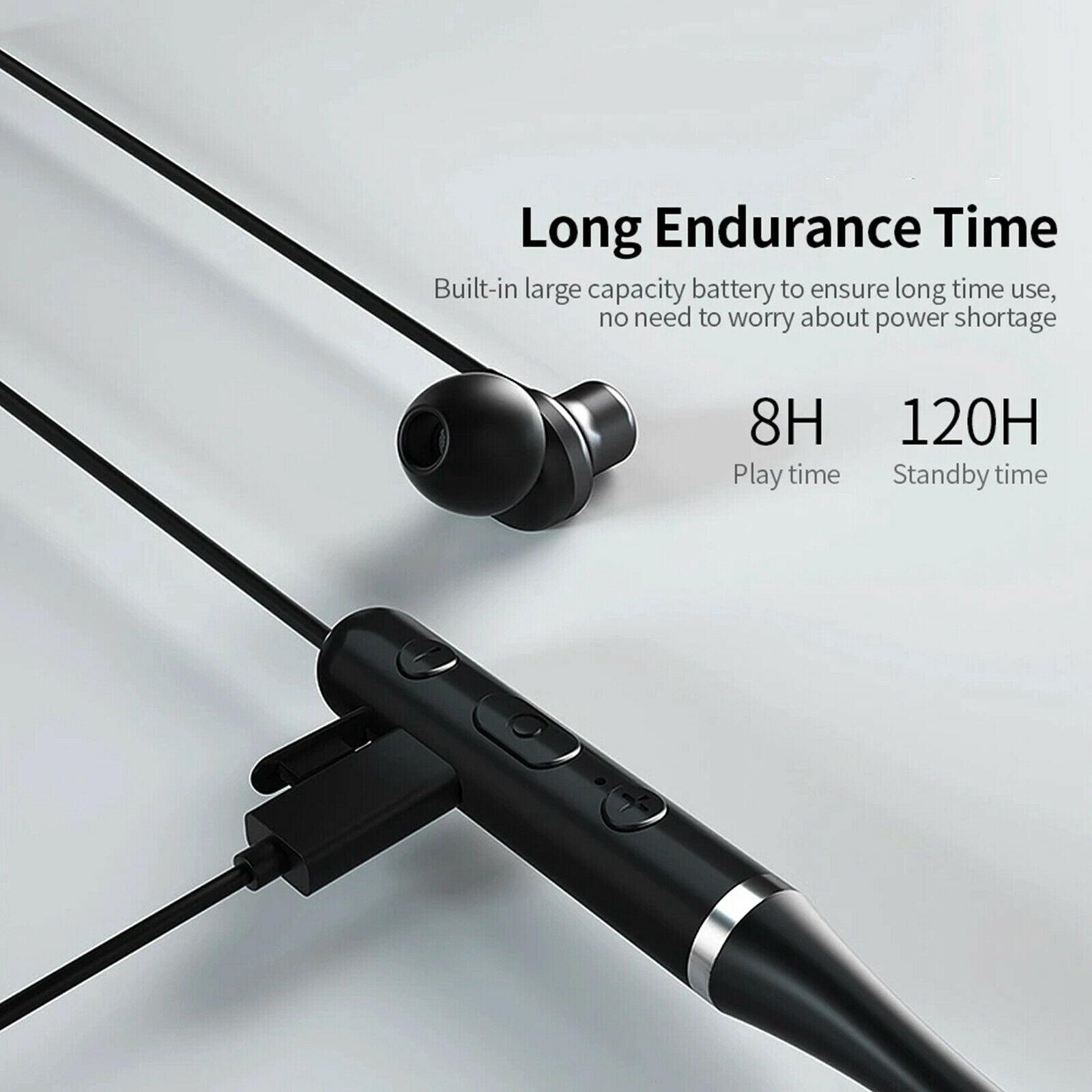 HE05 Pro Magnet Wireless Bluetooth Headphones Earbuds Neckband Headset Black