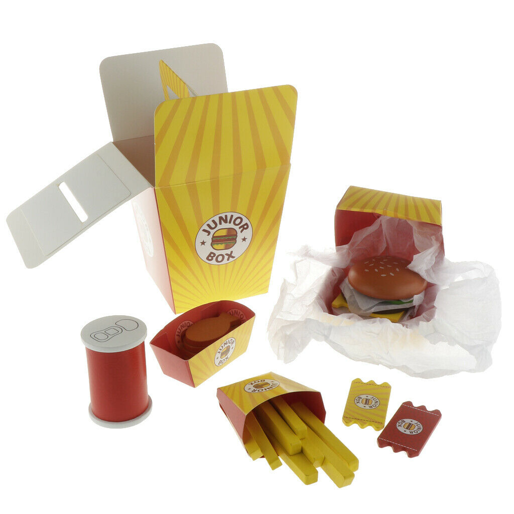 26-Pieces Wooden Fast Food Dinner Set - Burger,