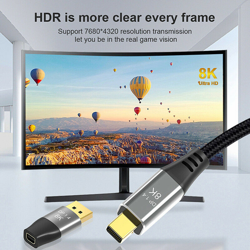 8K 60Hz Mini DP to DP Adapter 4K 144Hz DisplayPort Converter for Computer_AU