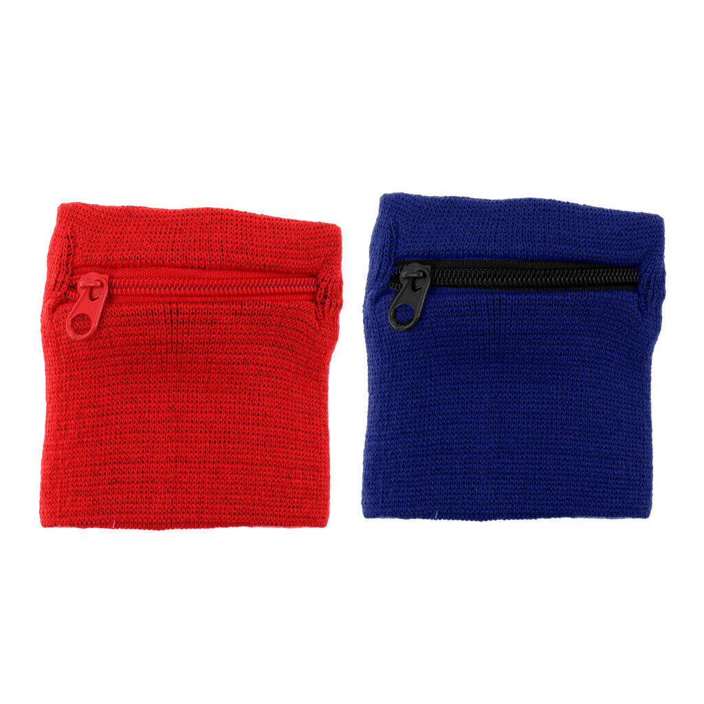 2X Sports Running Wristband Sweatband Wrist Wrap Wallet with Zipper