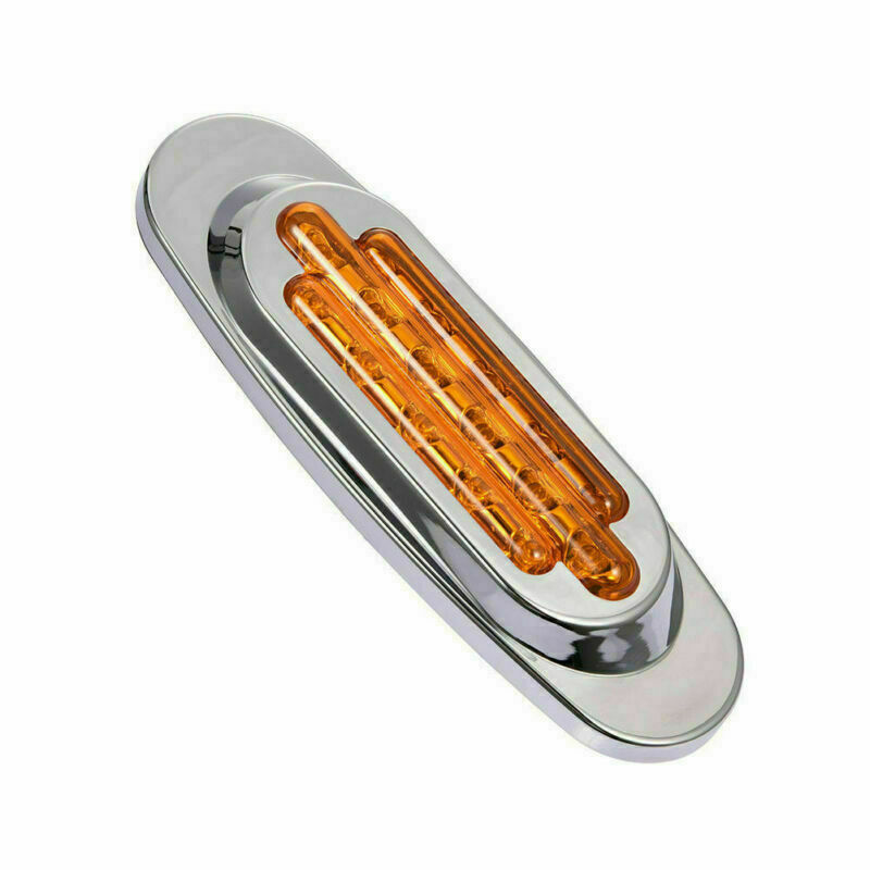 14x 6.5" Amber LED Truck Marker Light Side turn For Peterbilt Chrome 16 LED