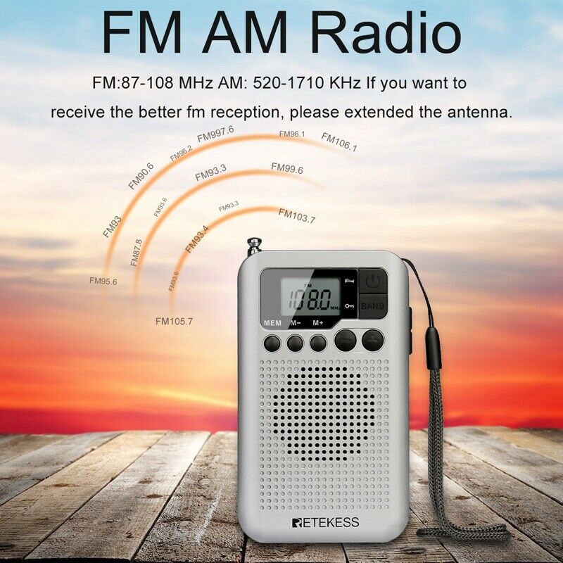 TR106 Portable FM AM Radio with LCD Display Digital Tuning Speaker Headphone Z9