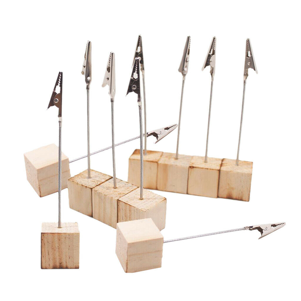 10Pcs Rustic Wood Card Holders with Clips Memo Holder Stand Card Photo Picture