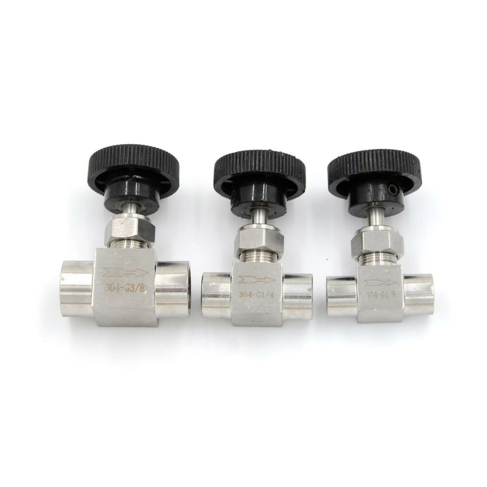 3/8"BSP Female Thread Stainless Flow Control Shut Off`Needle Valve=Water Gas/ Tt