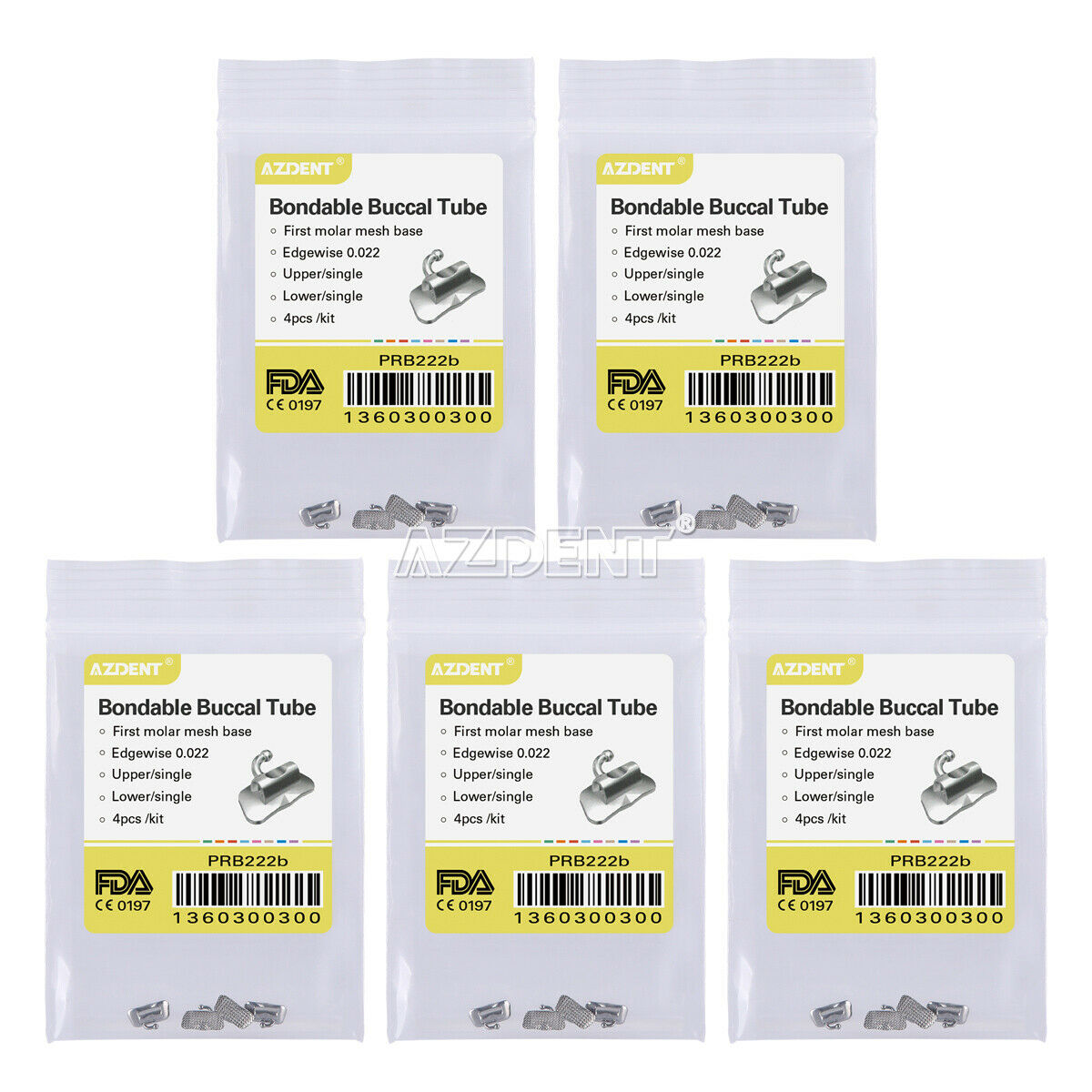 100 X AZDENT Orthodontics Dental Buccal Tube 1st Edgewise 022 Bondable Non-Conv