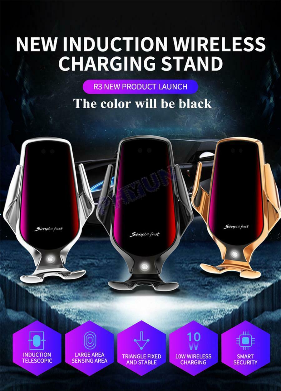 10W Car Wireless Charger Phone Holder Automatic Clamping Infrared Induction