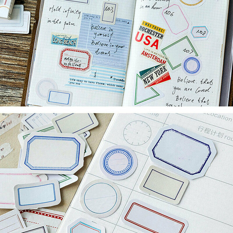 46pcs/pack Retro Blank Labels With Decorative Border Diy Decorative StickerS Lt