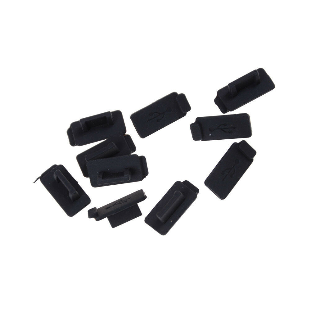 10pcs Black PC Laptop USB Plug Cover Stopper Rubber Soft Silicon Dust Cap BDDD