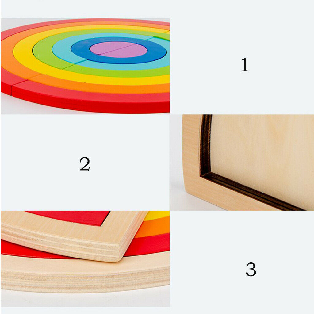 7x Rainbow Wooden Rainbow Blocks Creative Building Stacking for Learning Toys